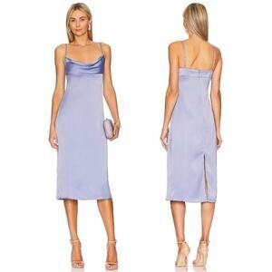 weworewhat cowl midi dress satin charmeuse 0cv slate blue size 0